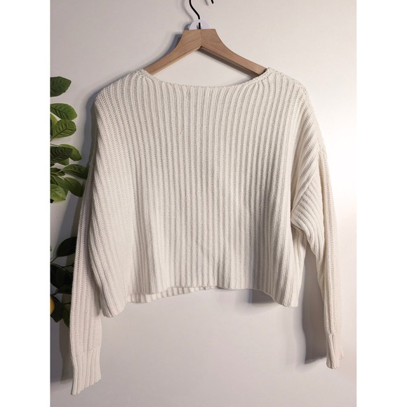 American Eagle Cream Cropped Sweater Sz S - Picture 2 of 2